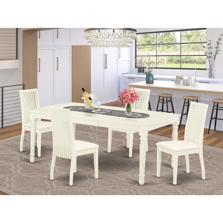 East West Furniture 5 Piece Dover Dining Set - Linen White DOIP5-LWH-C